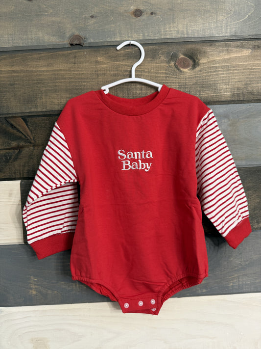 Santa Baby Striped Romper