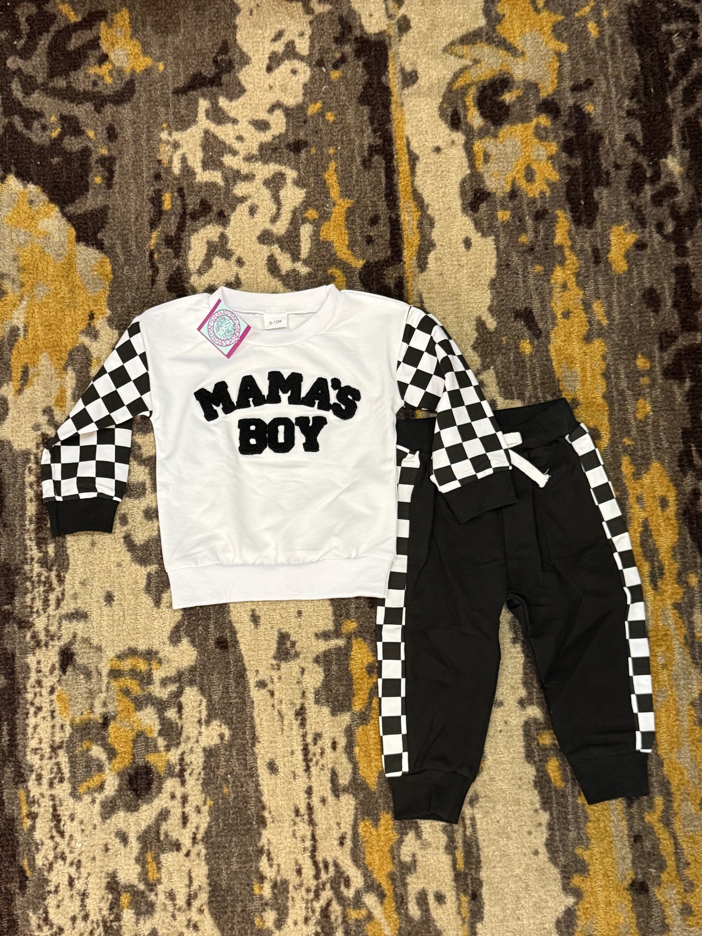 Mama’s Boy Black Check Set