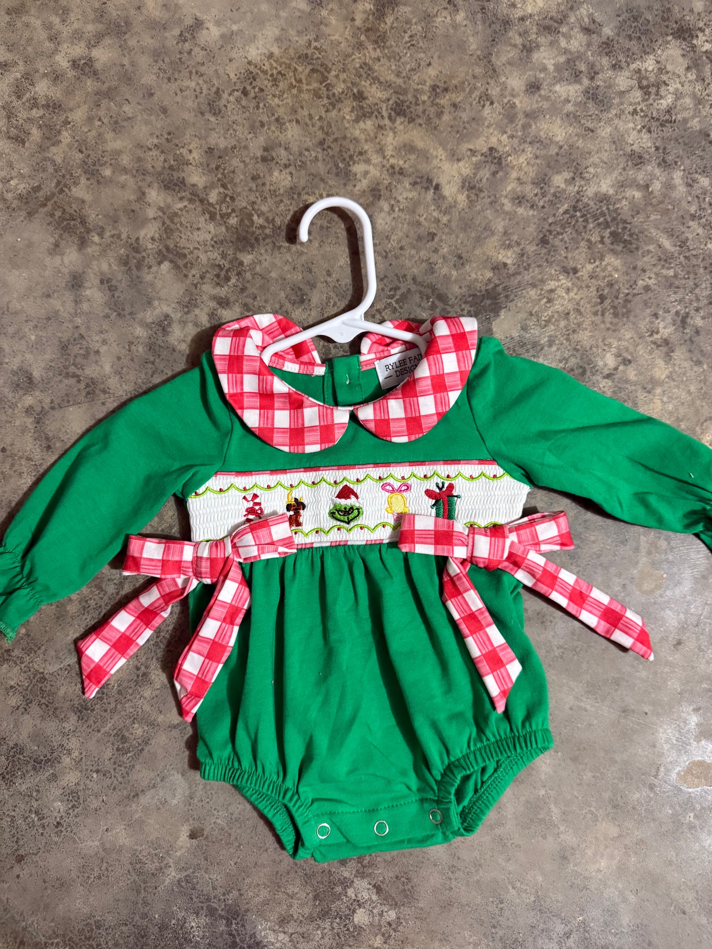 Embroidered Grinch Romper