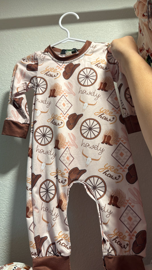 Brown Western Romper