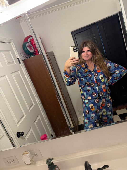 ADULT 7B Energy Blue Bamboo Pajama Set