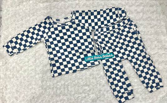 Ribbed Checkered Jammies Navy