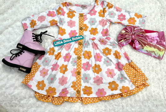 Orange and Pink Daisy Dress