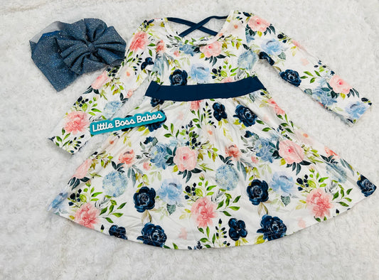 Navy Floral Dress