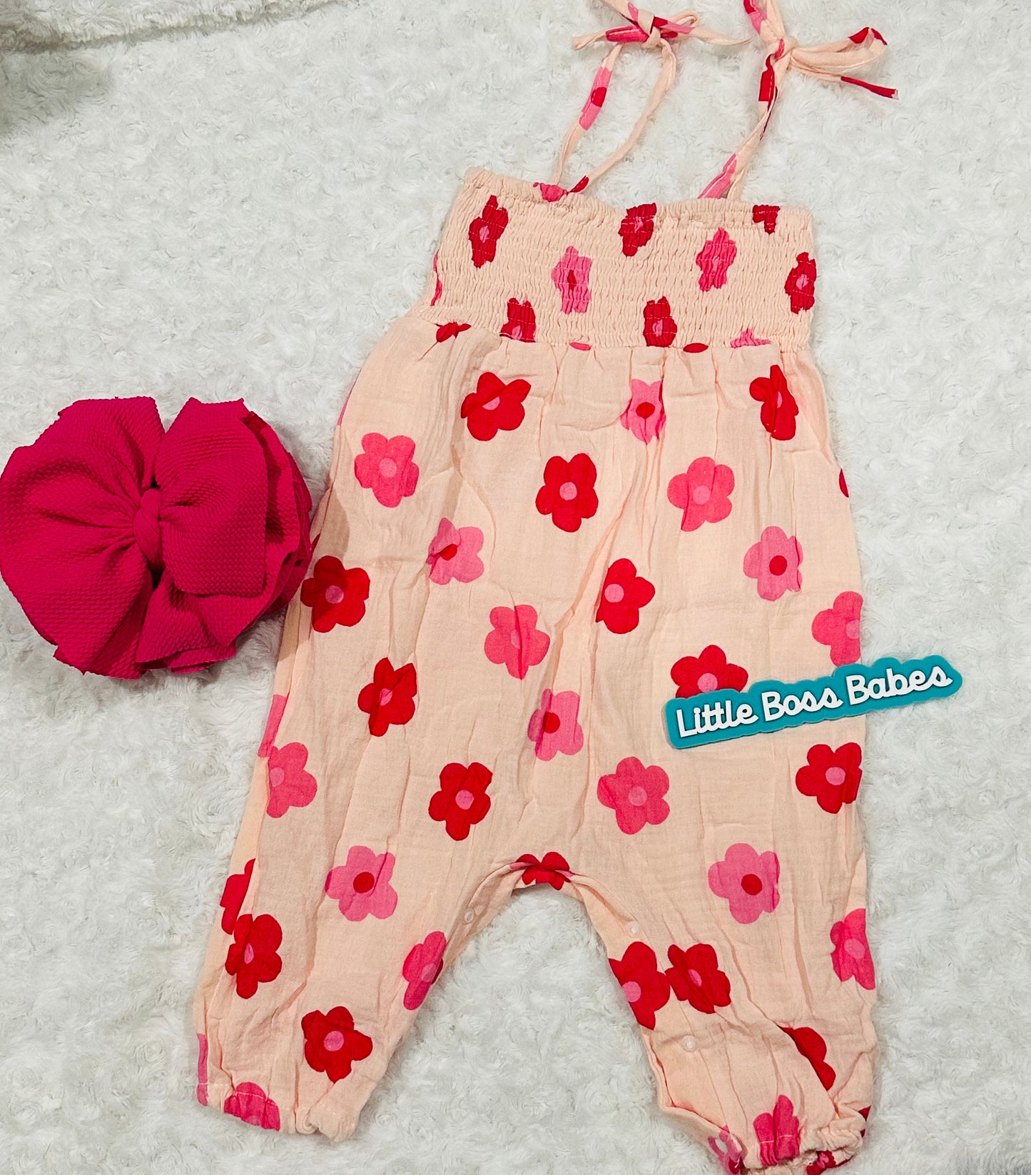 Flower Power Pink Linen Jumpsuit